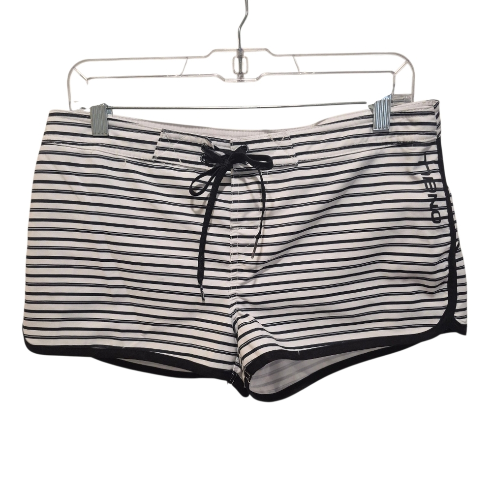 O'neill Black And White Swim Shorts Drawstring Size 5 Surf Swimsuit
